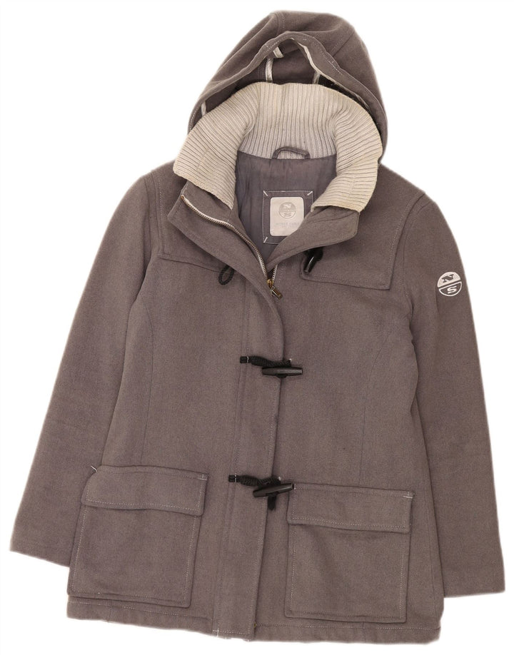 North Sails Damen Kapuzen-Duffle-Jacke UK 10 Small Graue Wolle