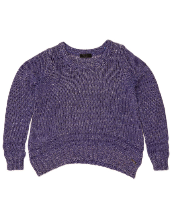 Guess Damen-Pullover mit U-Boot-Ausschnitt, Gr. 8, klein, lila meliert, Acryl