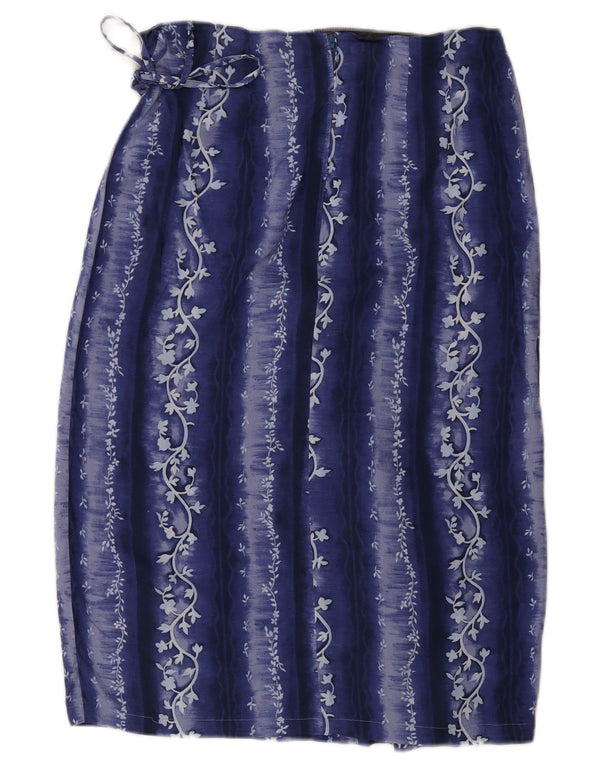 Vintage Damen Wickelrock UK 18 XL W30 Blau geblümt