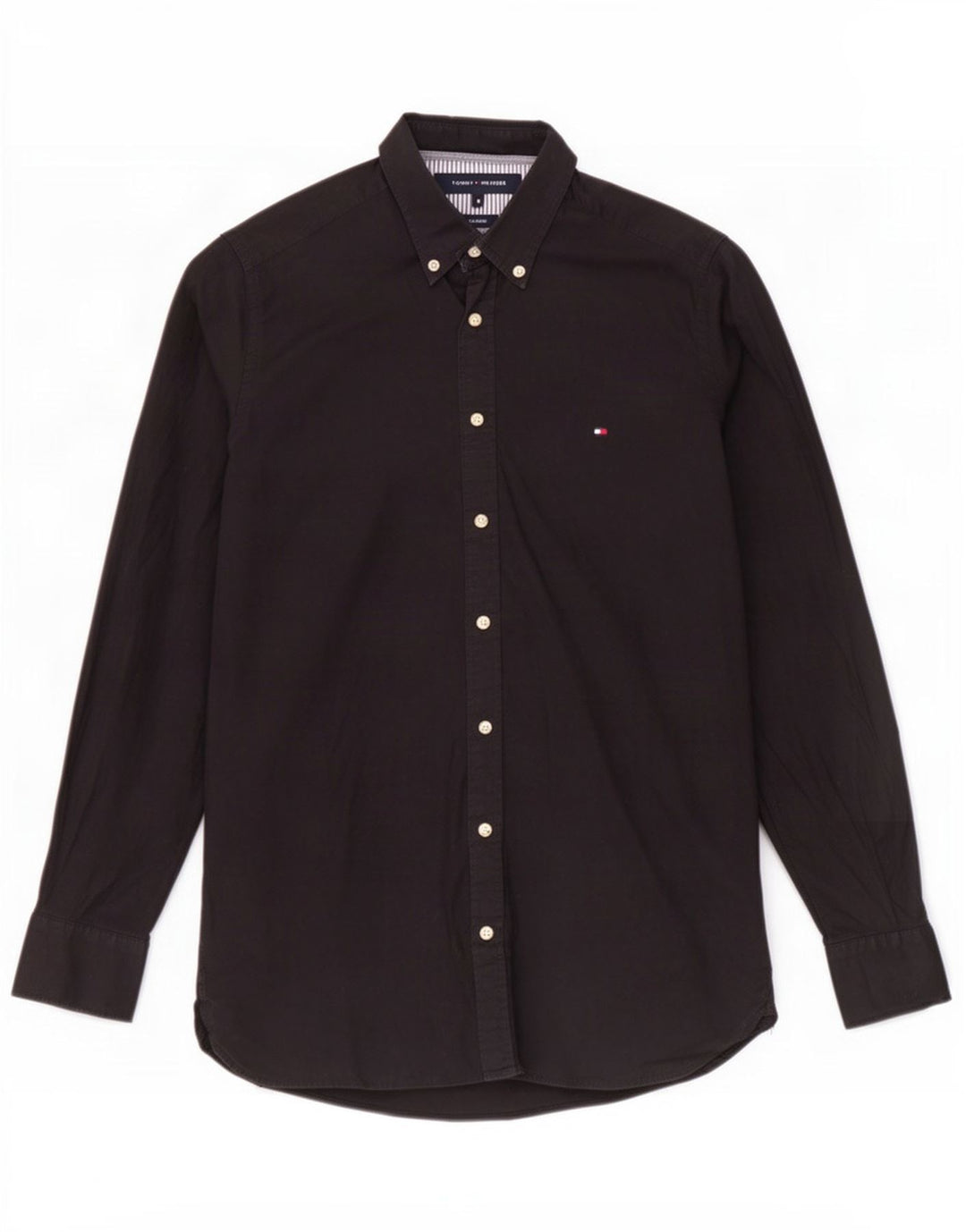 Tommy Hilfiger Herren-Stretchhemd aus mittelschwarzer Baumwolle