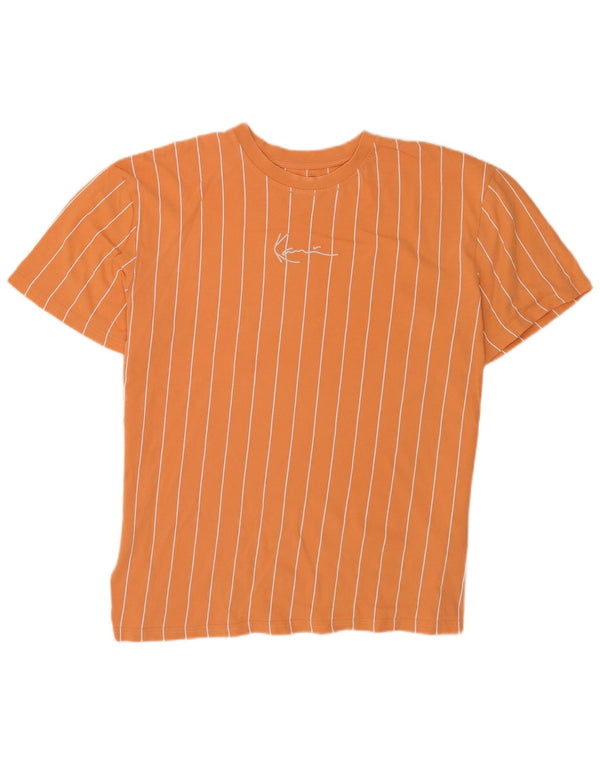 Karl Kani Herren-T-Shirt mit Grafik, groß, orange gestreift, Baumwolle