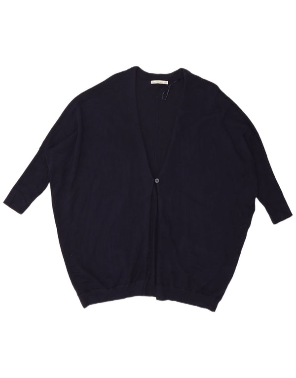 Zara Damen-Strickjacke mit 3/4-Ärmeln, übergroß, Gr. 14, mittleres Marineblau