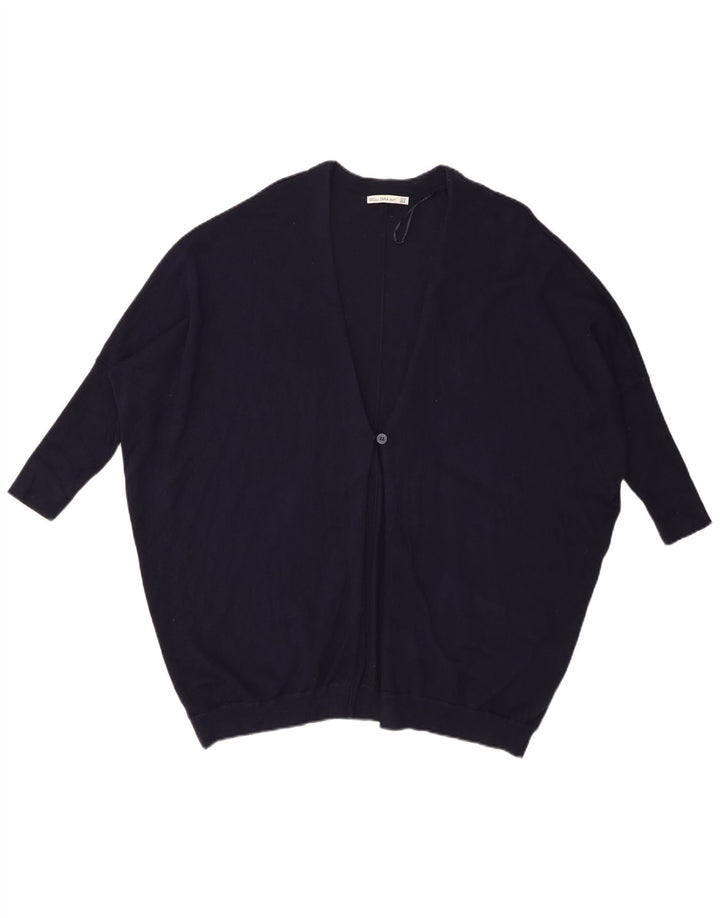 Zara Damen-Strickjacke mit 3/4-Ärmeln, übergroß, Gr. 14, mittleres Marineblau