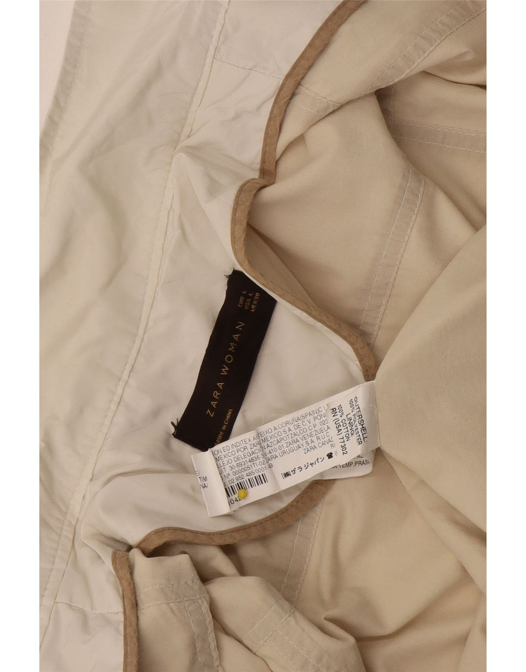 Zara Damen Utility-Jacke UK 14 Large Off White Polyester