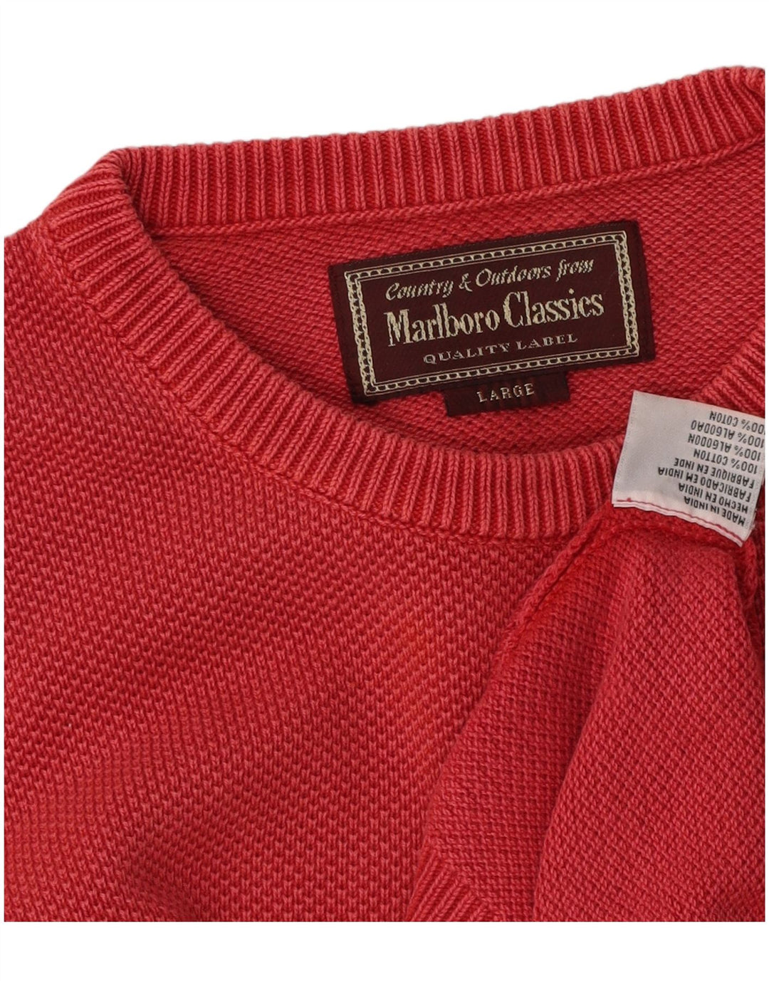 MARLBORO CLASSICS Herren-Pullover mit U-Boot-Ausschnitt, groß, rote Baumwolle