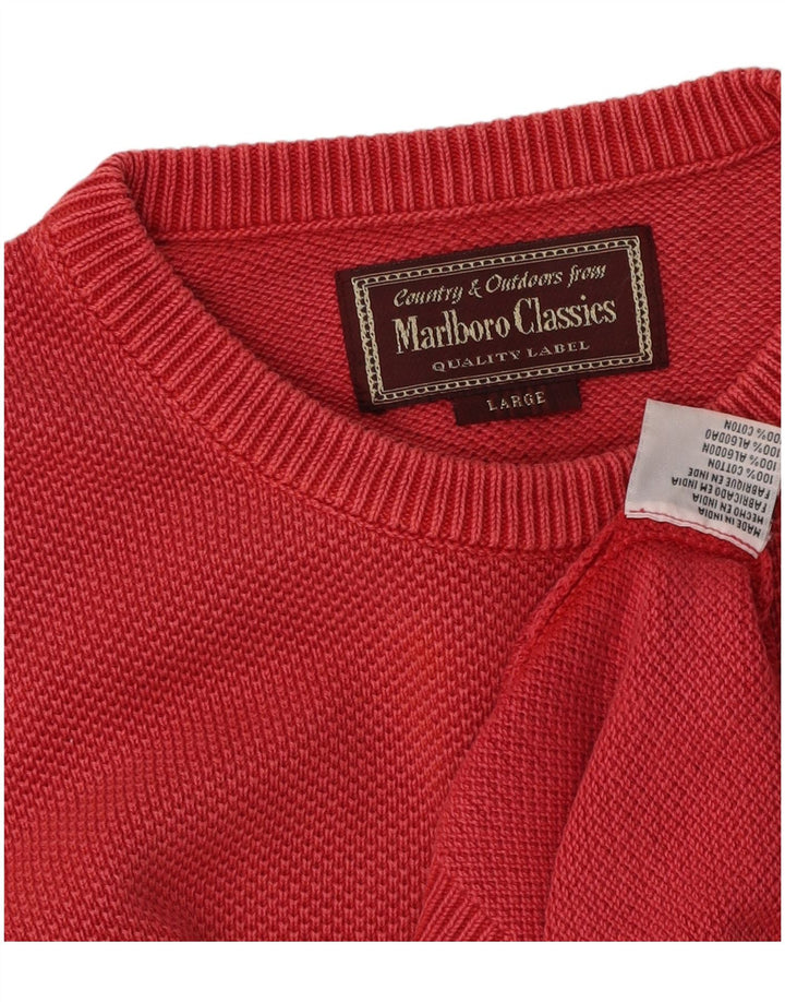 MARLBORO CLASSICS Herren-Pullover mit U-Boot-Ausschnitt, groß, rote Baumwolle