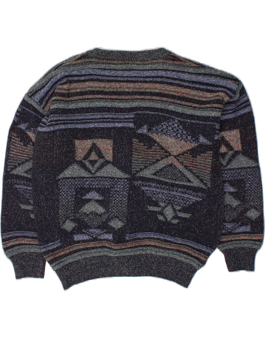 ENZO LORENZO Herren-Strickjacke, groß, marineblau, geometrisch