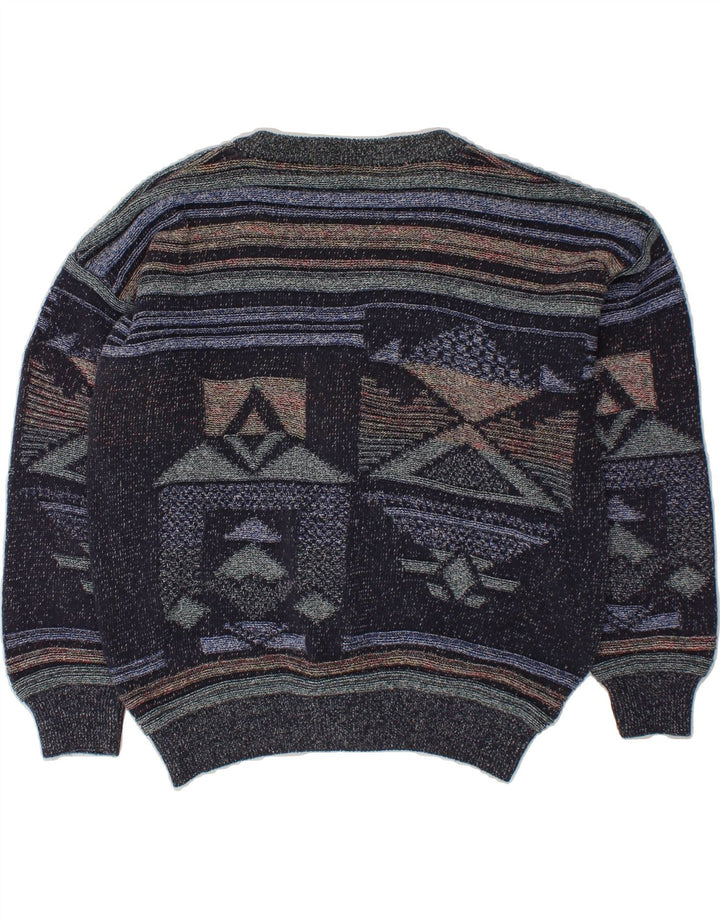 ENZO LORENZO Herren-Strickjacke, groß, marineblau, geometrisch