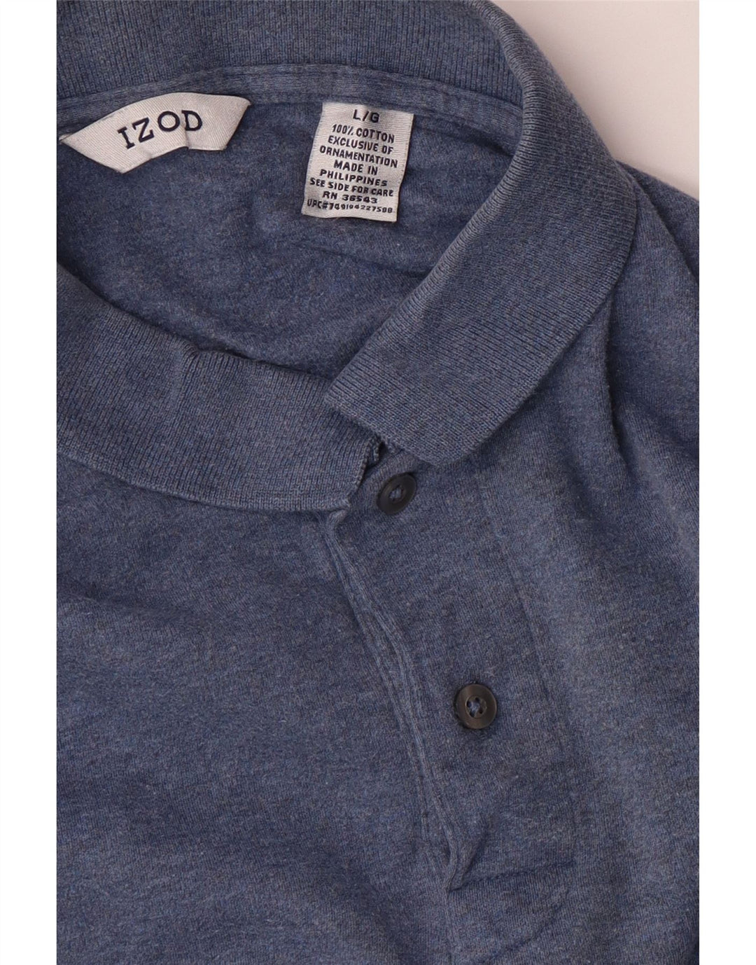 IZOD Mens Long Sleeve Polo Shirt Large Blue Cotton Vintage Izod and Second-Hand Izod from Messina Hembry 