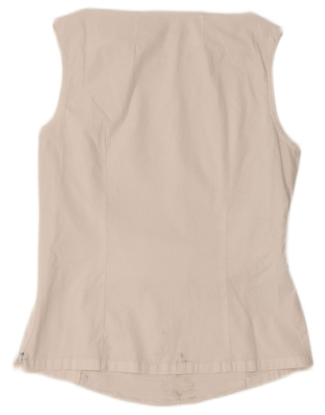 NARACAMICIE Ärmelloses Damen-Blusenoberteil, UK-Größe 8, Größe S, weiße Nadelstreifen-Baumwolle