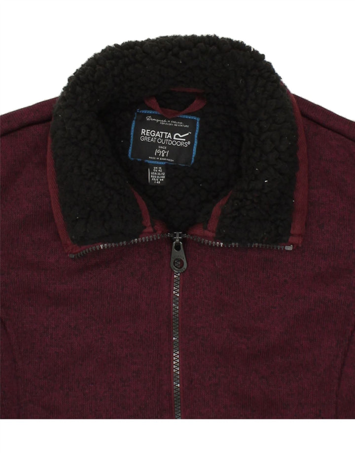 REGATTA Womens Sherpa Tracksuit Top Jacket UK 16 Large Maroon Flecked Vintage Regatta and Second-Hand Regatta from Messina Hembry 