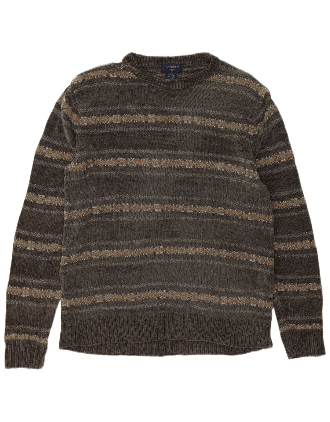 Dockers Herren-Pullover mit Rundhalsausschnitt, Mittelgrau, Fair-Isle-Acryl