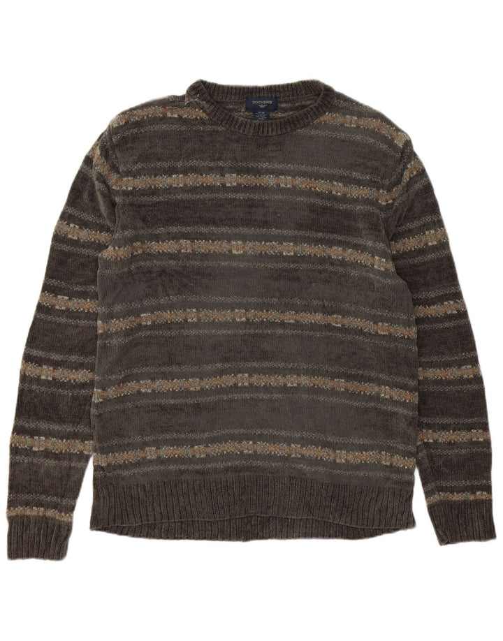 Dockers Herren-Pullover mit Rundhalsausschnitt, Mittelgrau, Fair-Isle-Acryl