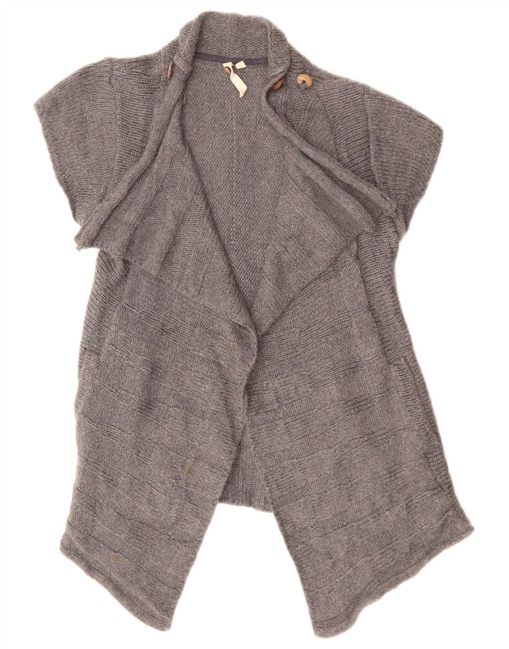 White Stuff Damen-Cardigan mit kurzen Ärmeln, offen, Gr. 10, Größe S, graue Wolle