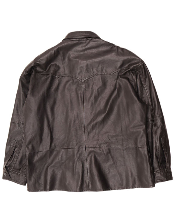 Vintage Damen Übergroße Lederjacke EU 40 Medium Schwarz