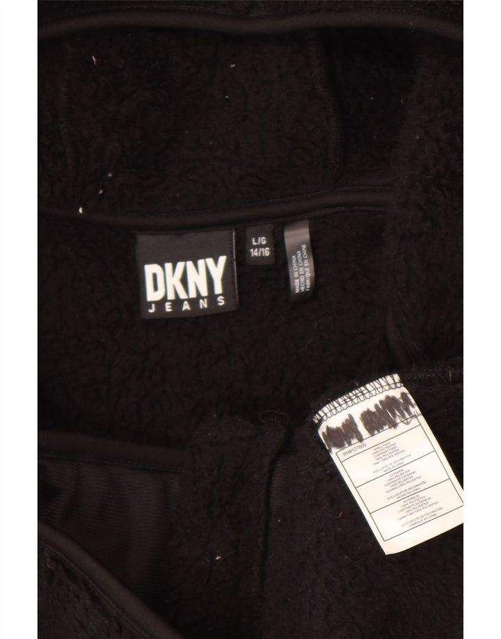 Dkny Fleecejacke für Mädchen, 14–15 Jahre, Größe L, Schwarz, Polyester
