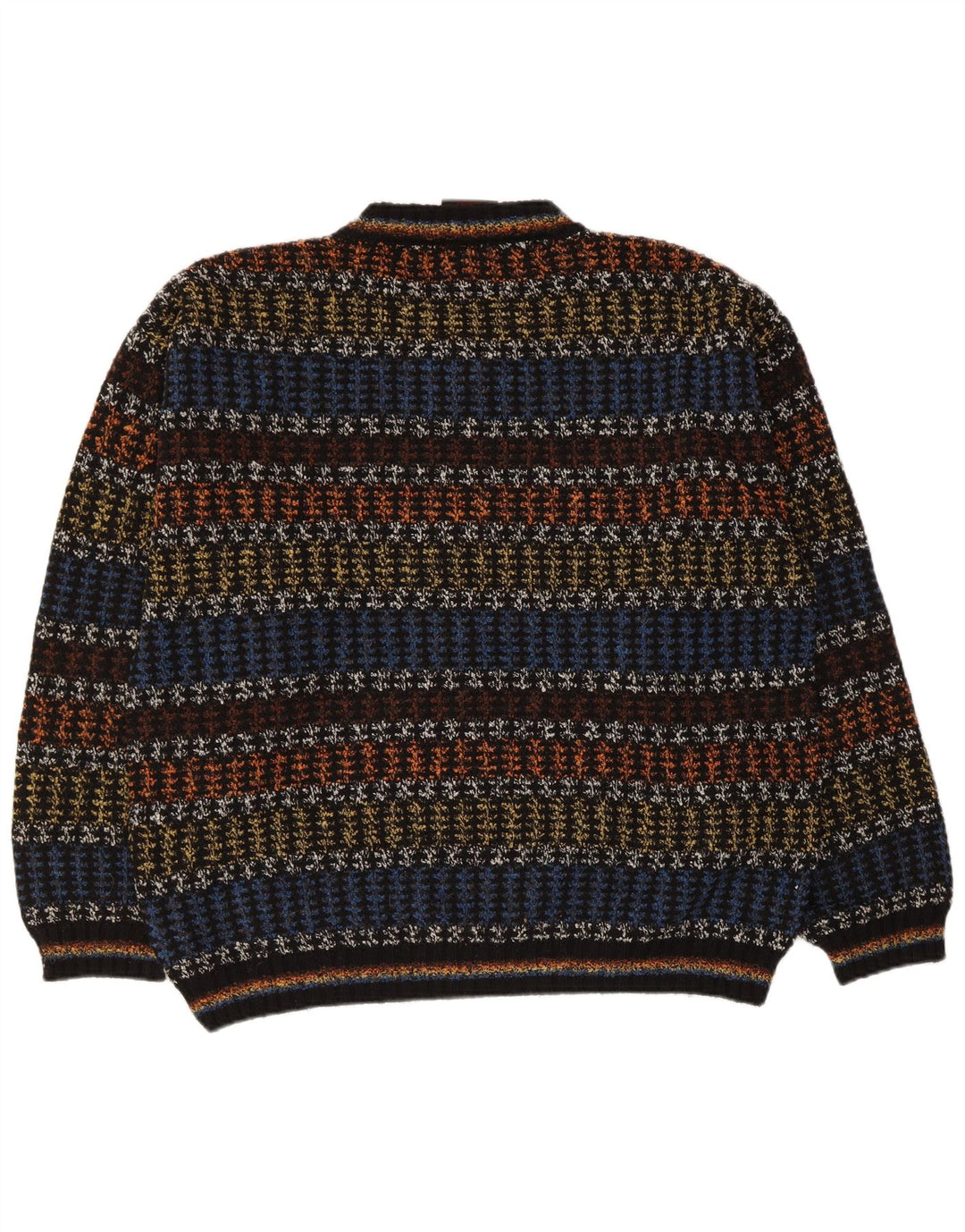 Oxymel Herren-Pullover mit V-Ausschnitt, mittelgroß, mehrfarbig, gestreift, Wolle