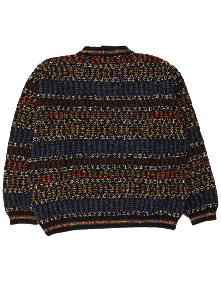 Oxymel Herren-Pullover mit V-Ausschnitt, mittelgroß, mehrfarbig, gestreift, Wolle