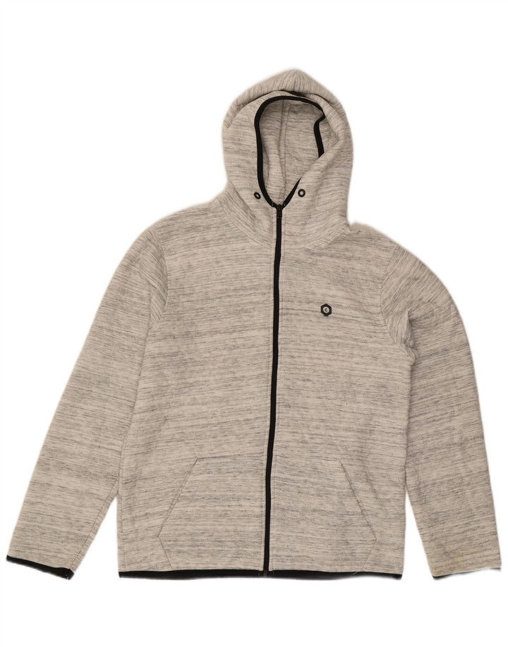 JACK & JONES Mens Zip Hoodie Sweater Medium Grey Pinstripe Cotton