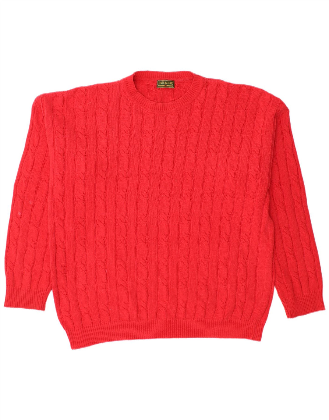 CONTE MASSIMO Herren-Pullover mit Rundhalsausschnitt, XL, rote Baumwolle