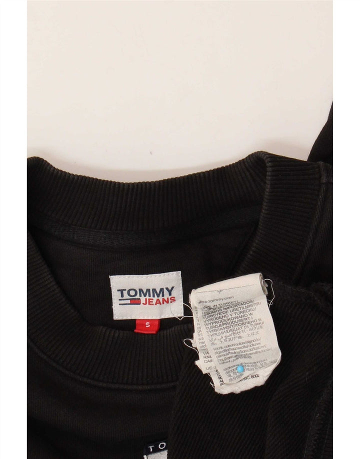 Tommy Hilfiger Damen Crop Oversized Sweatshirt Pullover UK 10 Small Schwarz