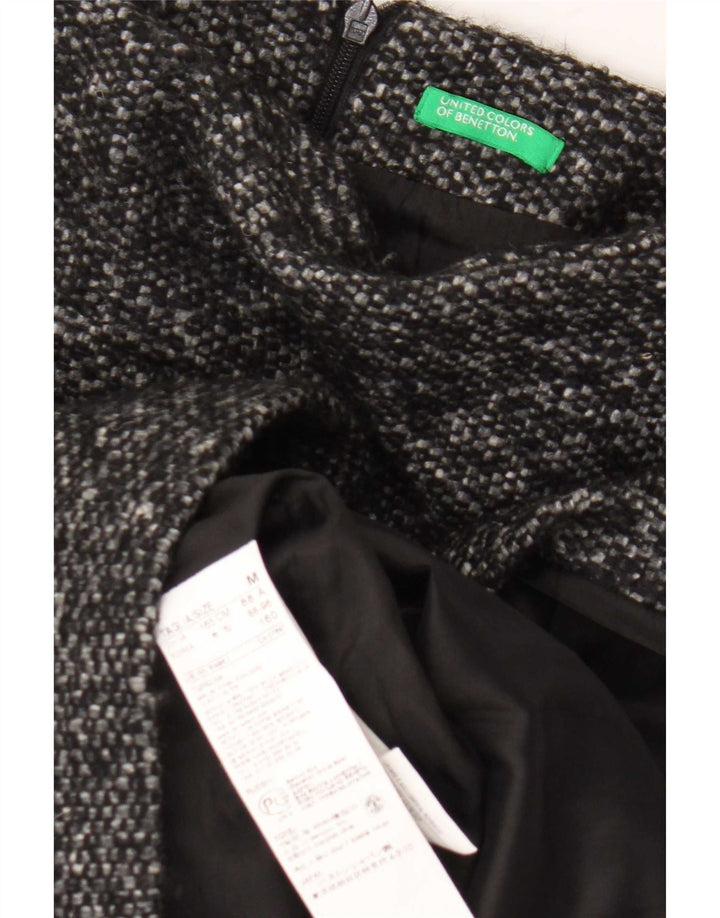Benetton Damen Etuikleid UK 14 Mittelgrau gefleckte Schurwolle