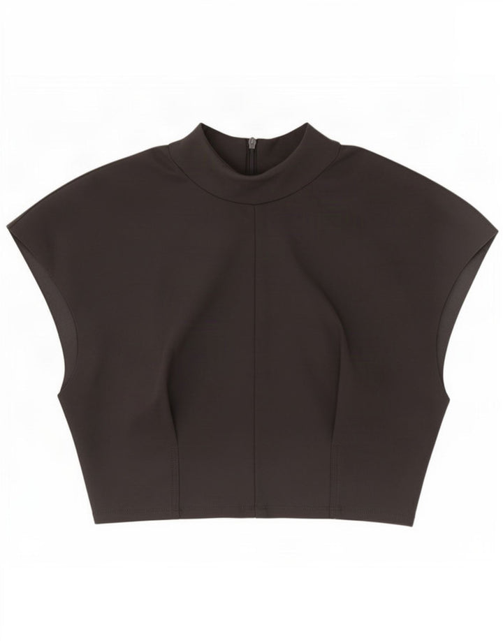 Zara Damen Crop Bluse Top UK 10 Small Schwarz