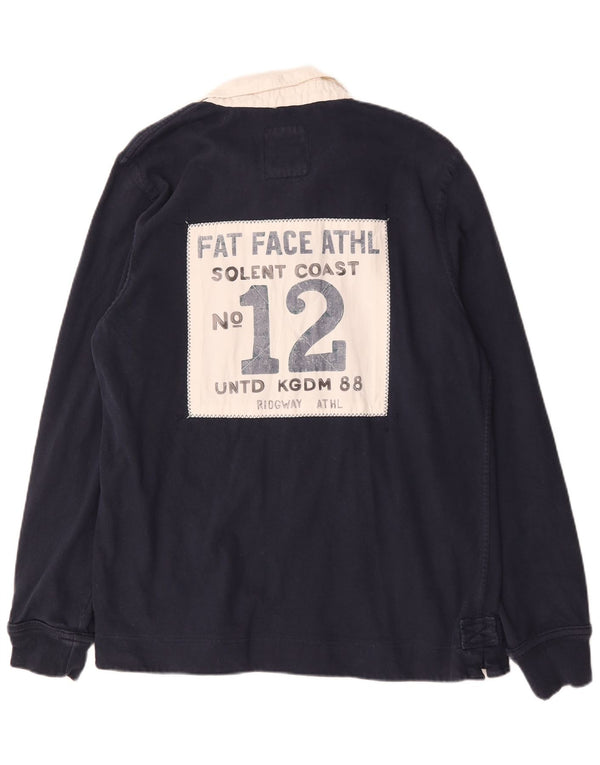 Fat Face Herren Graphic Langarm-Rugby-Poloshirt XL aus marineblauer Baumwolle