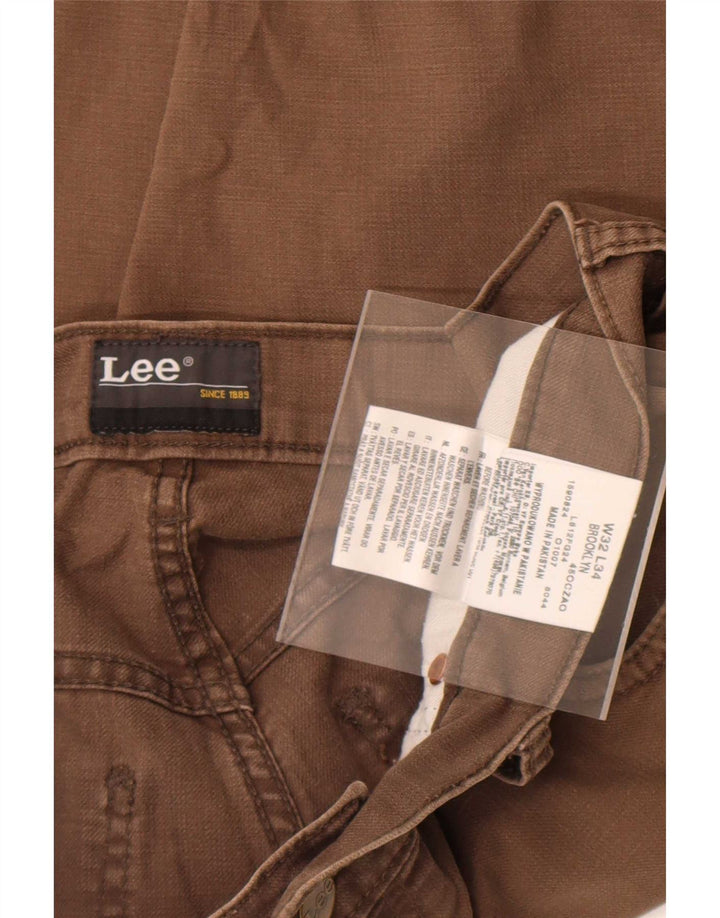 Lee Herren Straight Jeans W32 L34 Braune Baumwolle
