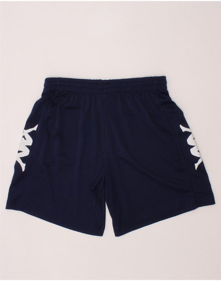 KAPPA Boys Graphic Sport Shorts 9-10 Years Large Navy Blue Polyester Vintage Kappa and Second-Hand Kappa from Messina Hembry 