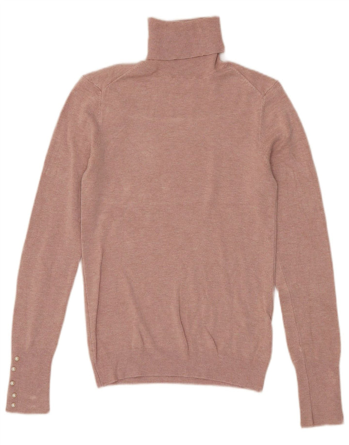Rollkragenpullover für Damen von Zara, UK-Gr. 14, mittelrosa gefleckte Viskose