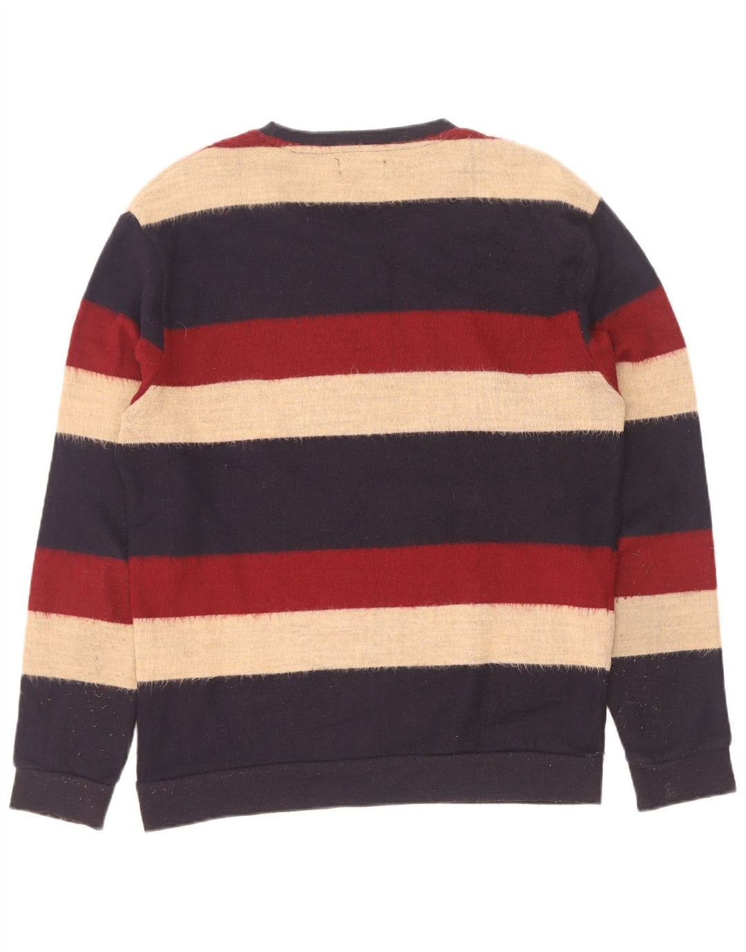 Zara Herren-Pullover mit Rundhalsausschnitt, groß, mehrfarbig, gestreift, Acryl