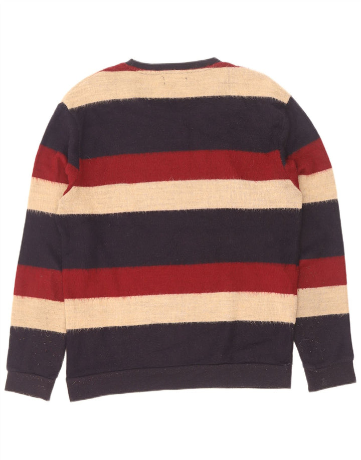 Zara Herren-Pullover mit Rundhalsausschnitt, groß, mehrfarbig, gestreift, Acryl