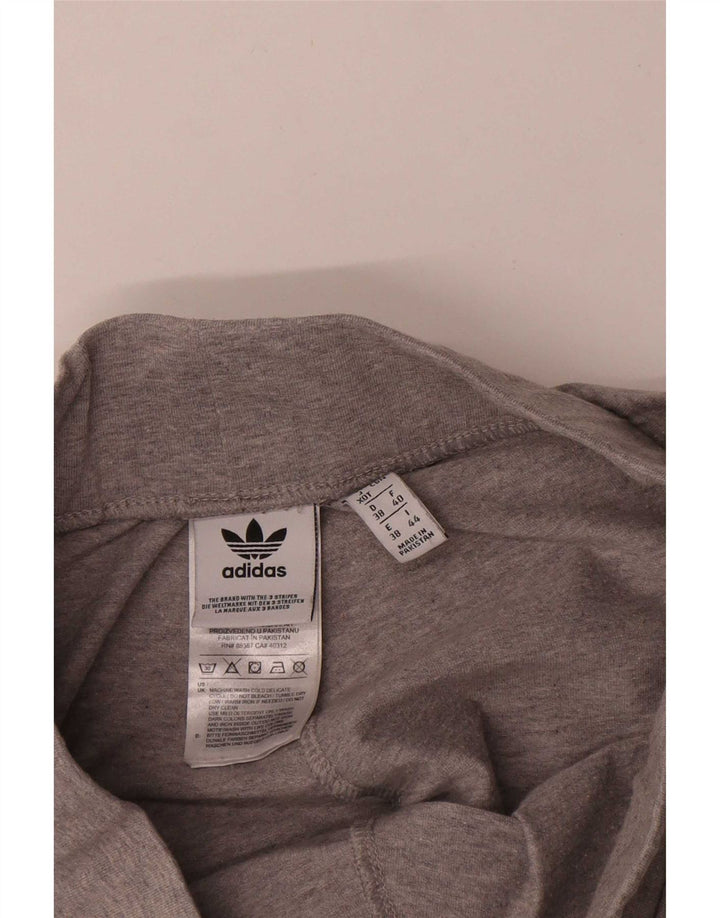 Adidas Damen Leggings UK 12 Mittelgrau gefleckte Baumwolle