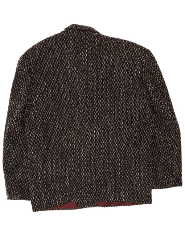 Manhattan Herren-Blazer mit 1 Knopf, UK 40, große, schwarz karierte Wolle