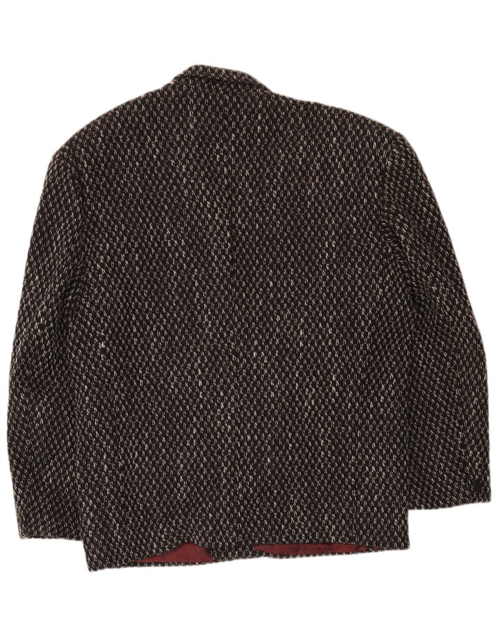Manhattan Herren-Blazer mit 1 Knopf, UK 40, große, schwarz karierte Wolle