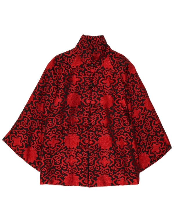 Vintage Damen 3/4 Ärmel Kimono Jacke UK 16 Großes rotes Paisley