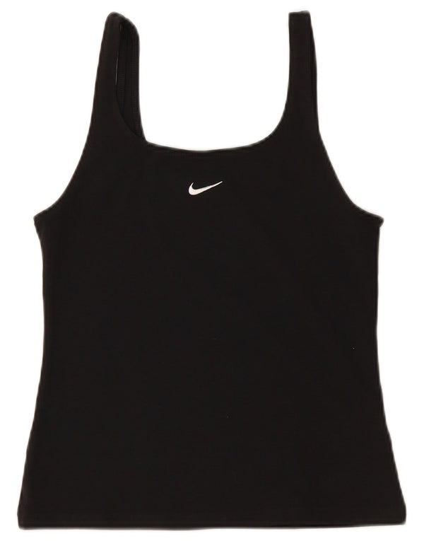 NIKE Damen Crop Cami Top UK 12 Mittelschwarze Baumwolle