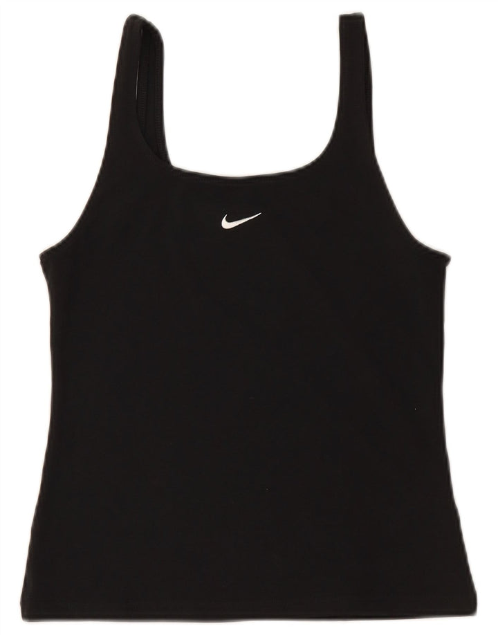 NIKE Damen Crop Cami Top UK 12 Mittelschwarze Baumwolle