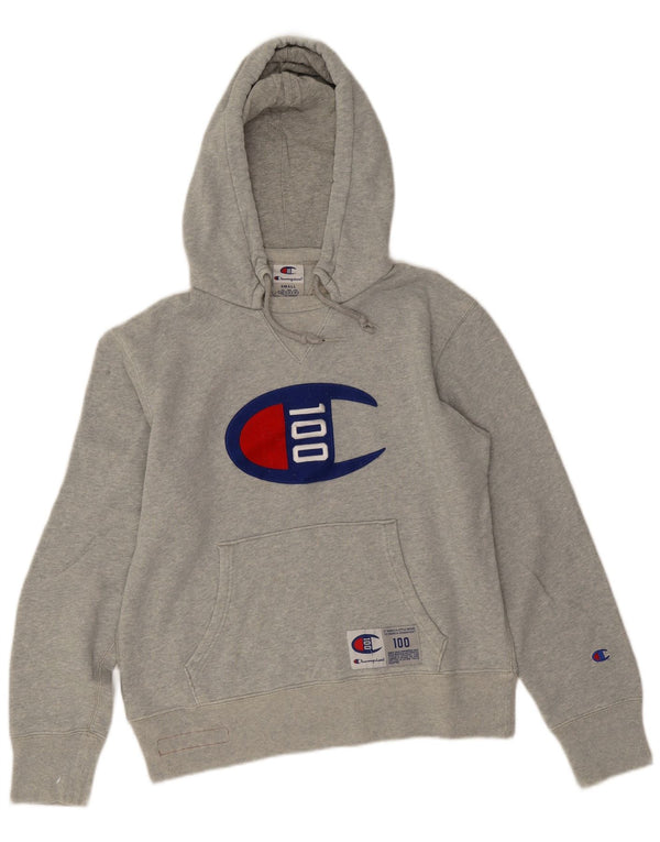 Champion Womens Graphic Oversized Hoodie Pullover UK 10 Small Graue Baumwolle