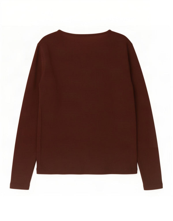 Zara Damen Top Langarm UK 14 Große braune Baumwolle