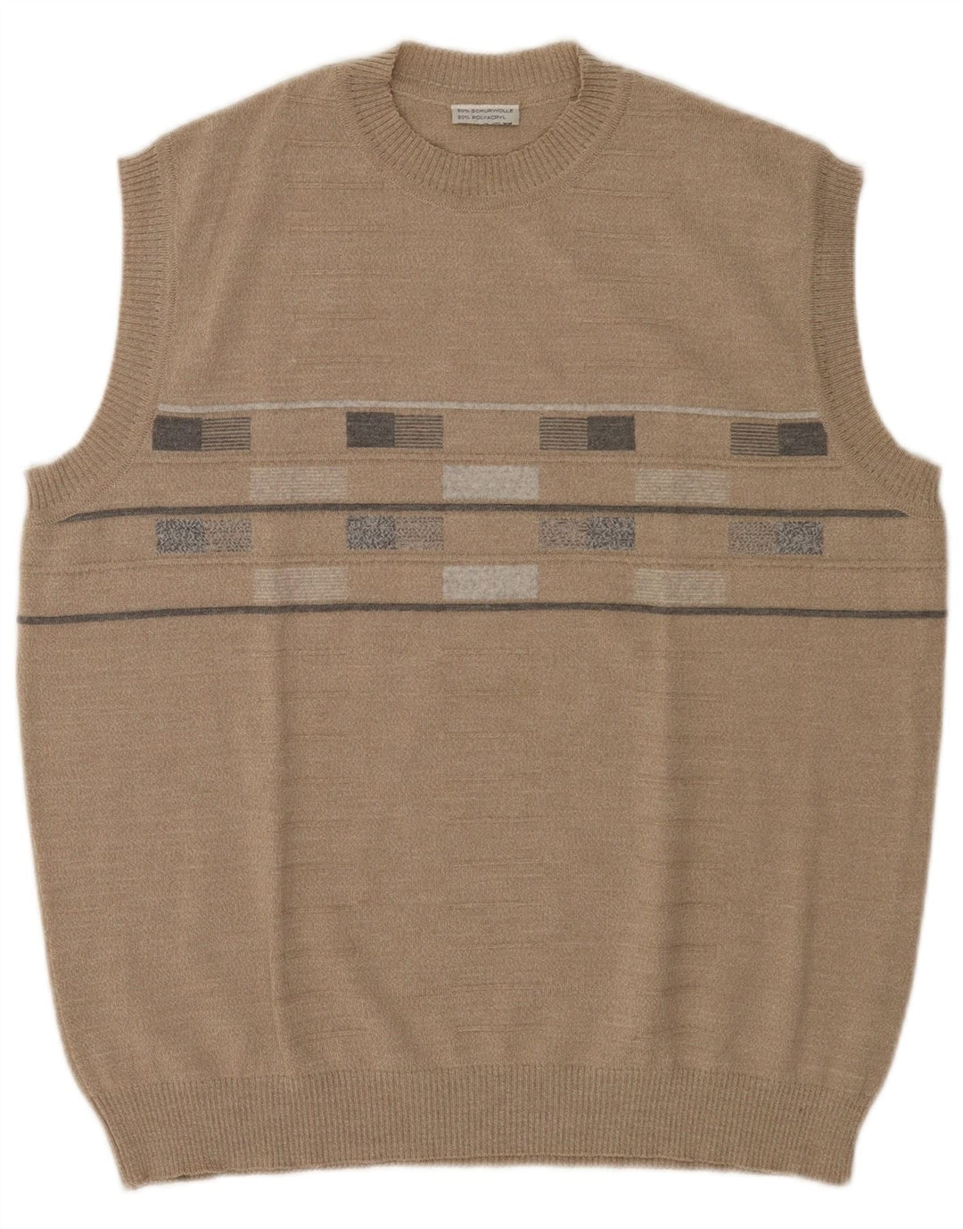 Vintage Herren Weste Tank Top IT 52 Große grau gestreifte Schurwolle