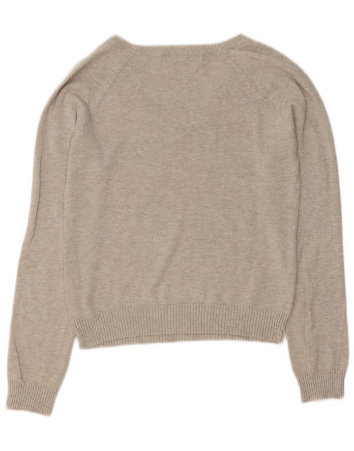 Zara Damen Crop V-Ausschnitt Pullover Pullover UK 12 Mittelgrau Argyle/Diamant