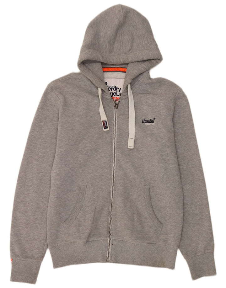Superdry Herren-Kapuzenpullover mit Reißverschluss, groß, grau gefleckte Baumwolle