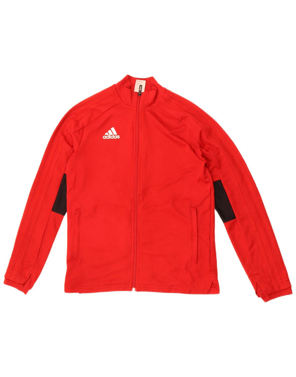 Adidas Jungen-Trainingsanzug-Top-Jacke, 13–14 Jahre, rotes Farbblock-Polyester