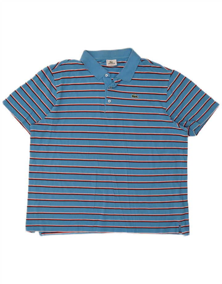 Lacoste Herren-Poloshirt, Größe 8 3XL, blau gestreift, Baumwolle
