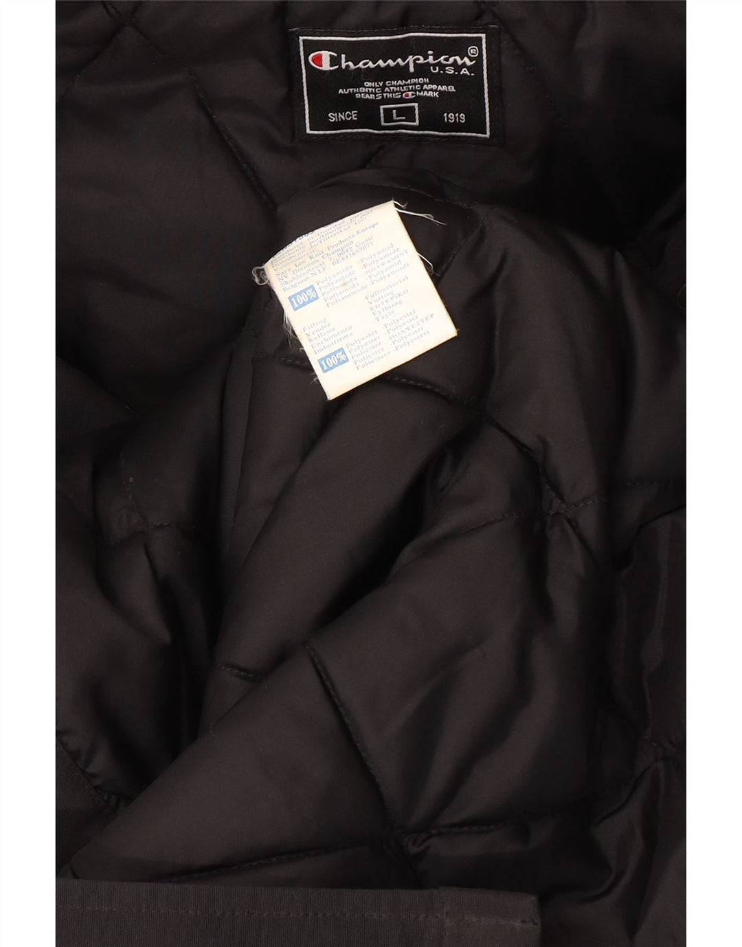 Champion Herren-Mantel mit Kapuze, gepolstert, UK 40, Größe L, Schwarz, Polyamid