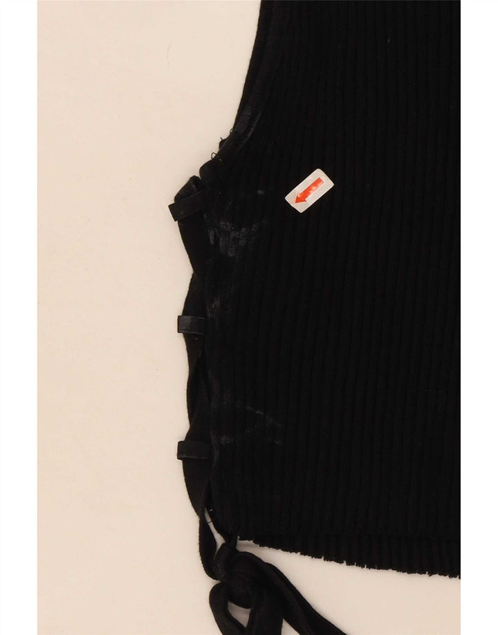 Zara Damen Crop Vest Top UK 14 Large Schwarz