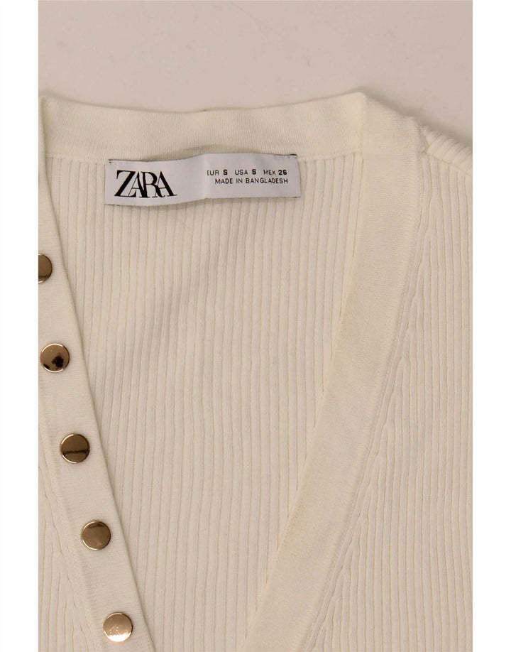 Zara Damen Ärmelloses Crop Top UK 10 Small Weiß
