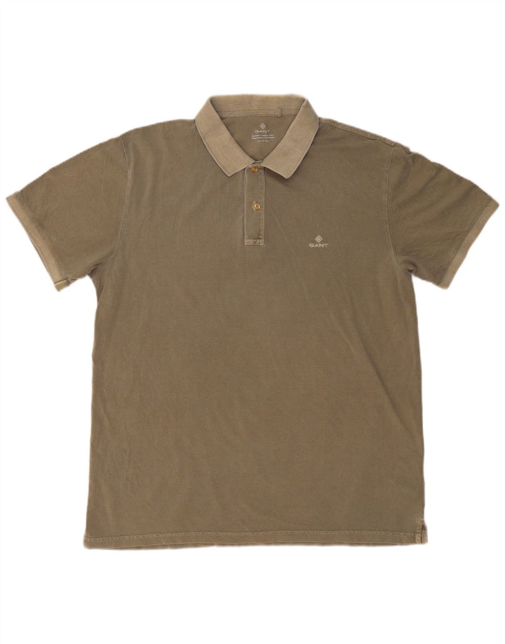 GANT Herren Poloshirt 2XL Khaki Baumwolle